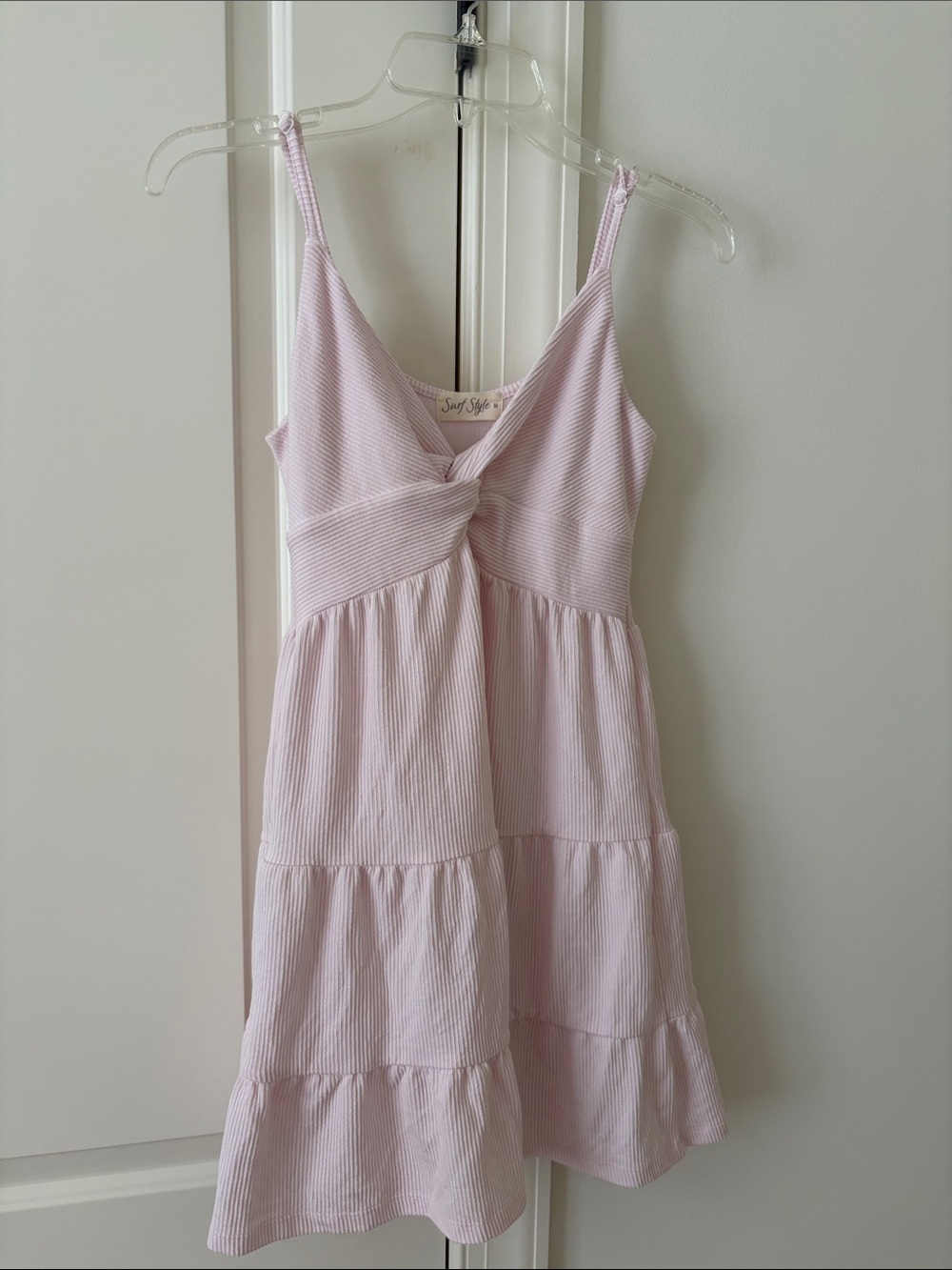Surf Style Pale Lavender Ribbed Knot-Front Top